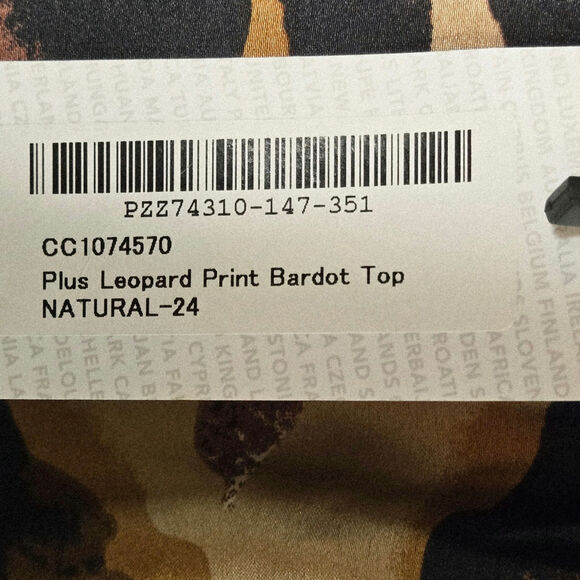 Boohoo Plus NWT Leopard print Bardot top one shoulder 20 brown tan black - Picture 16 of 17